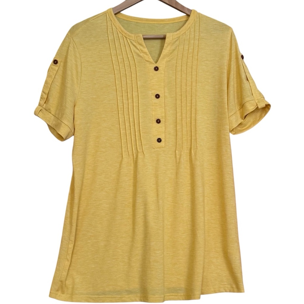 New! Yellow Pleated Women's Blouse.